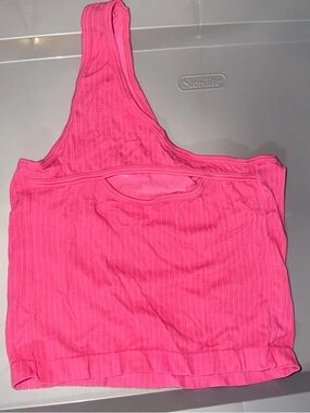 Women's Ribbed One-Shoulder Crop Top - Pink